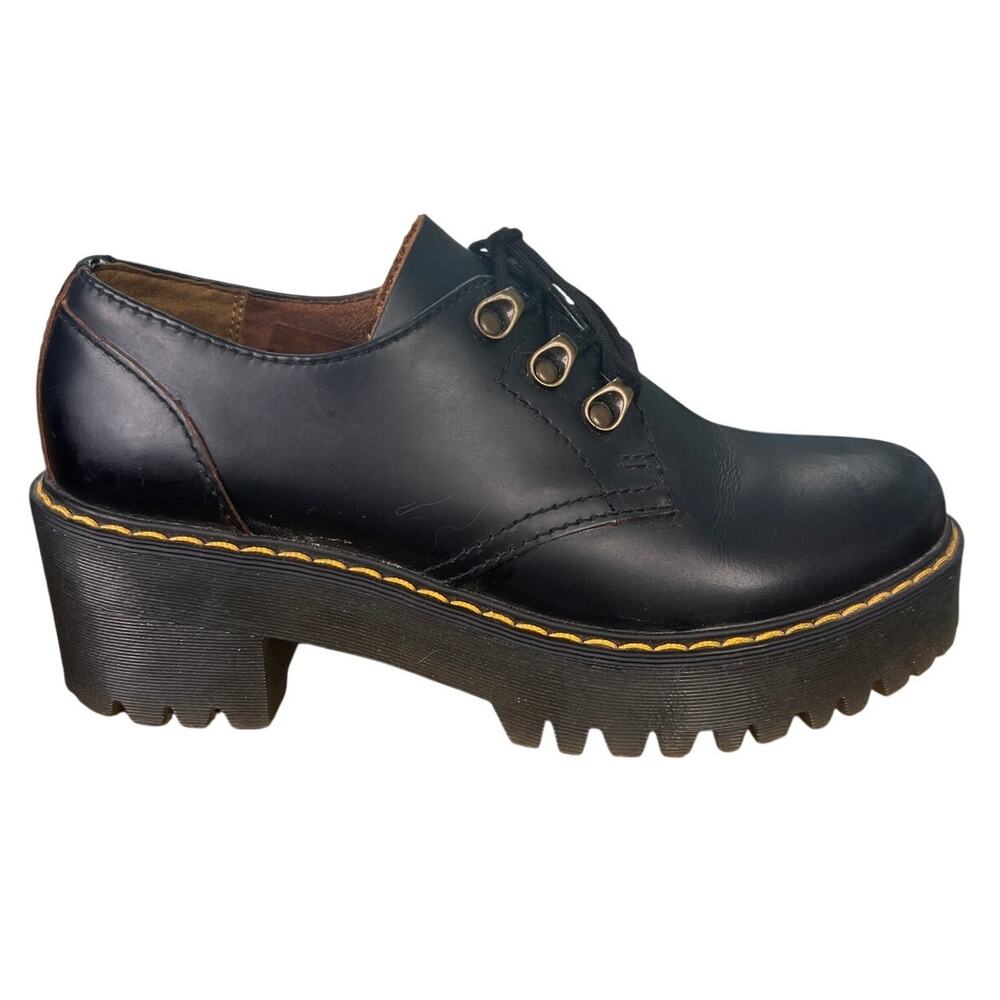 Dr. Martens Women’s Leanalo Black Leather Platform Oxfords Size US 8